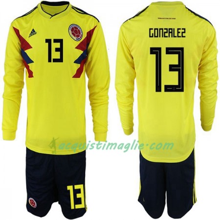 Divisa di Calcio Colombia Gonzalez 13 Bambino Prima Mondiali 2018 Manica Lunga